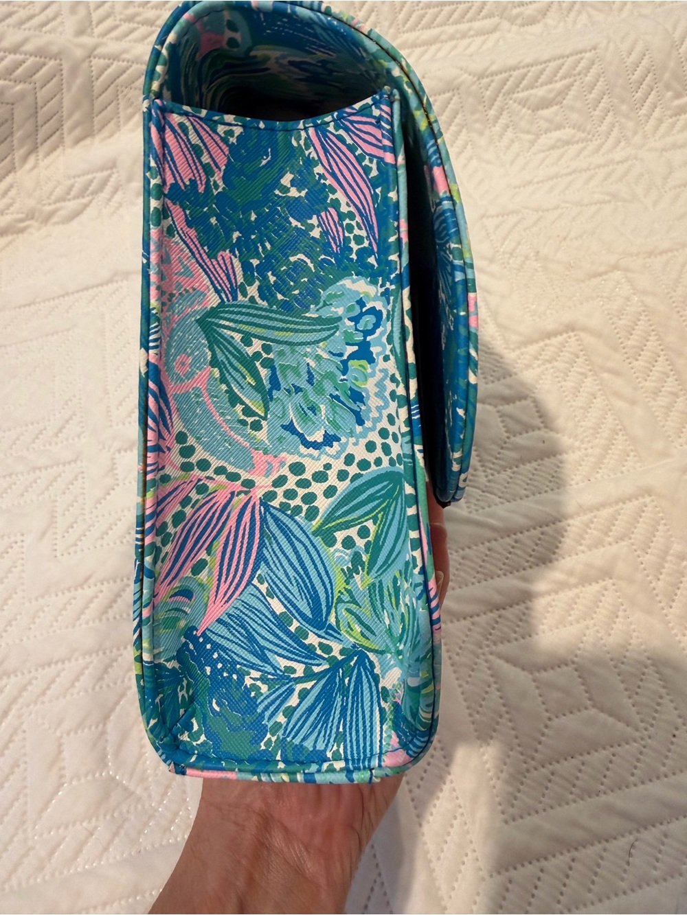 Lilly Pulitzer Bamboo Handle Hand Bag Botanical Green Holiday in the Sun - Picture 4 of 6